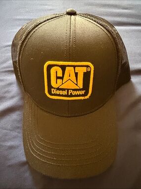 Caterpillar Black Trucker Cap with Yellow Logo